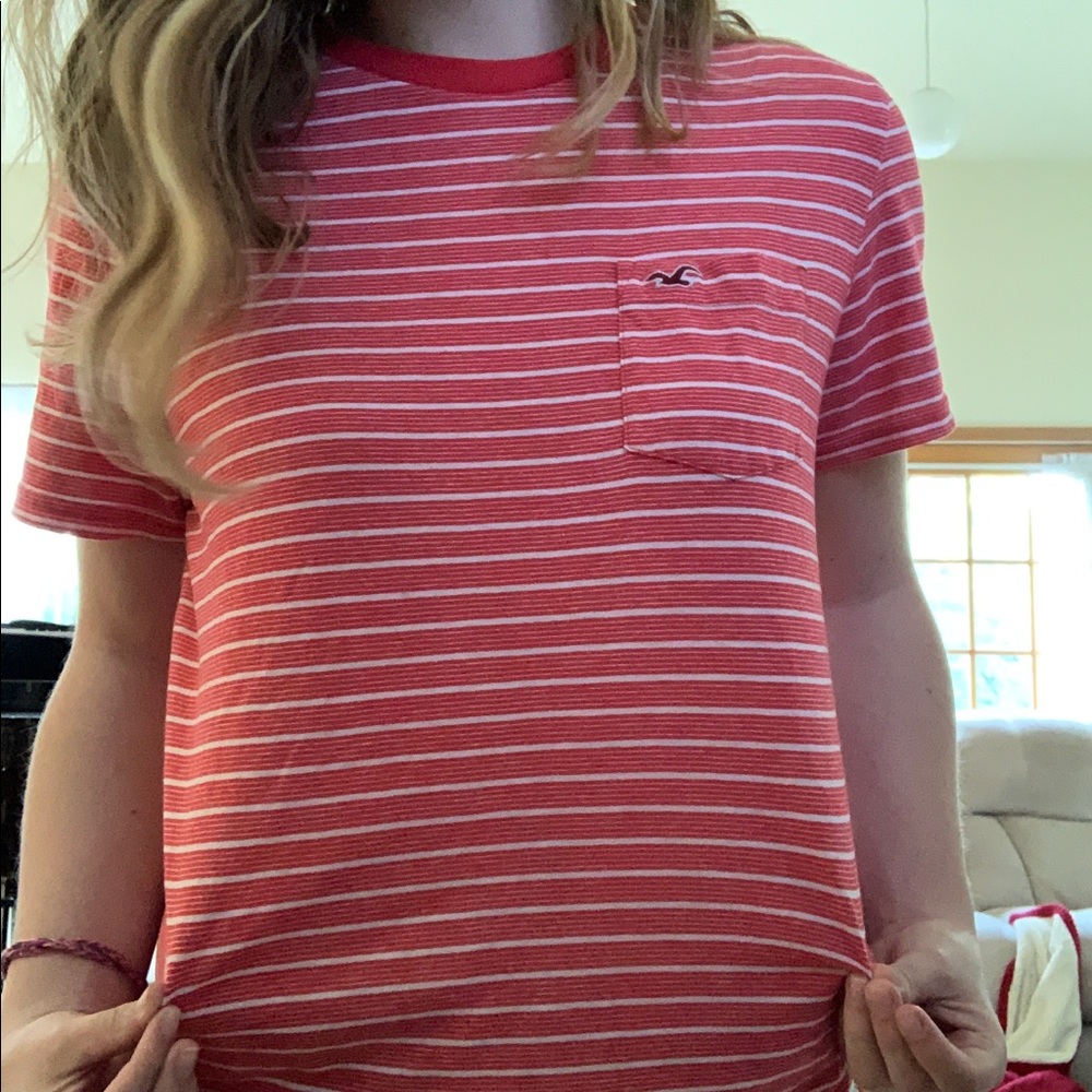 hollister striped pocket tee